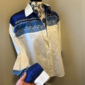 Vintage western Aztec button down with shoulder pads
